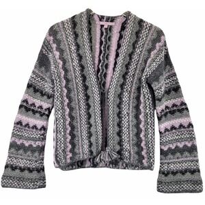 100% Alpaca Calypso St Barth Geometric Knit Cardigan Peru Womens S Quiet Luxury